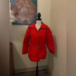 Eddie Bauer Women's true red belted Puffer Jacket